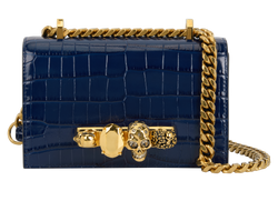 Mini Jewelled Satchel, Leather, Blue, MII, DB/B, 4*